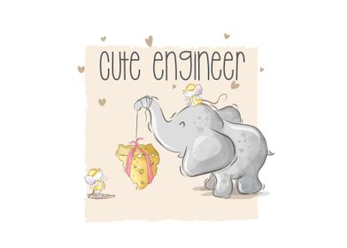 Cute Engineer elephant