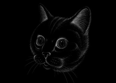 Cute face cat drawing