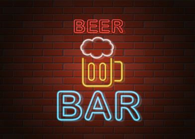 Neon Beer Pub Bar Sign