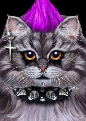 Punk Rock Cat with Mohawk