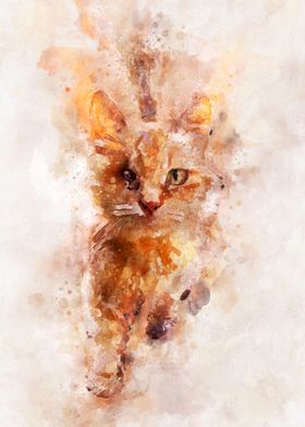 Kung Fu Cat Watercolor