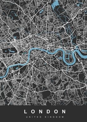 'Map London England UK' Poster by UrbanMaps | Displate