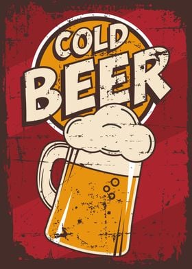 Retro Cold Beer Sign