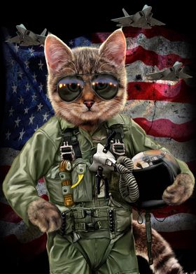 Cat Pilot in the Air Force