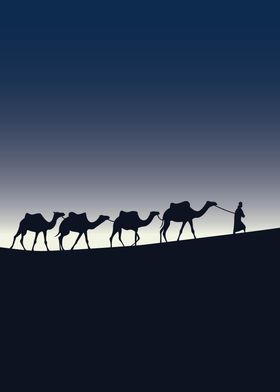 Camel caravan landscape