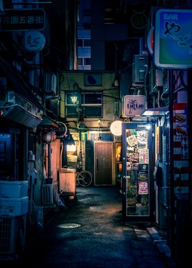 Empty Golden Gai at night