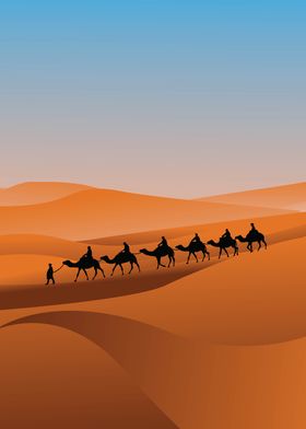 silhouette caravan camel