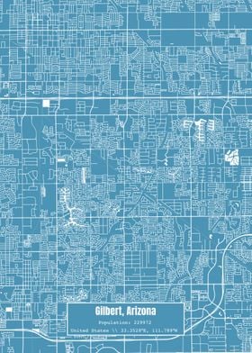 Gilbert Arizona Map Blue