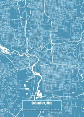 Columbus Ohio Map Blue