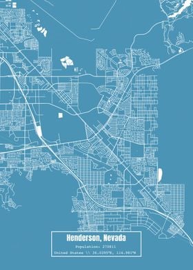 Henderson Nevada Map Blue