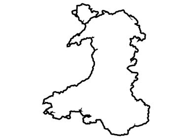 Wales Black Outine Map