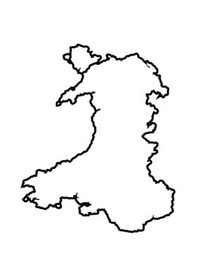 Wales Black Outine Map