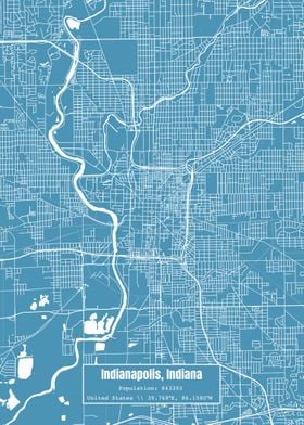 Indianapolis IN Map Blue