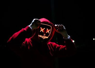 RED HOODIE MAN WITH MASK