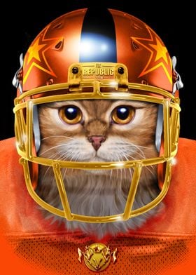 Cat Football Player