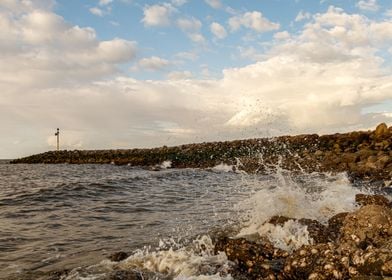 Stormy breakwater