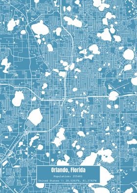 Orlando Florida Map Blue