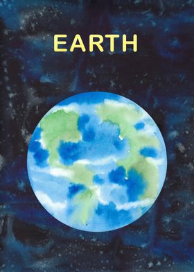 Watercolor Planet Earth