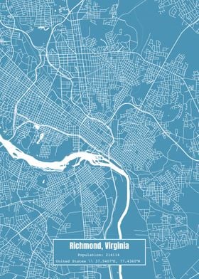 Richmond Virginia Map Blue