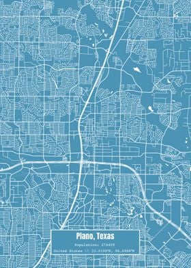 Plano Texas Topo Map Blue