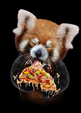 Cute Red Panda Love Pizza
