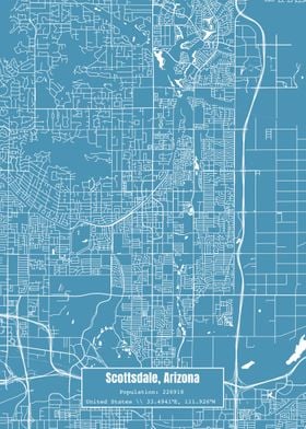 Scottsdale AR Map Blue