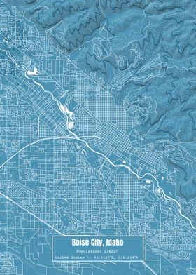 Boise City Idaho Map Blue