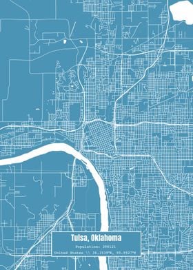 Tulsa Oklahoma Map Blue