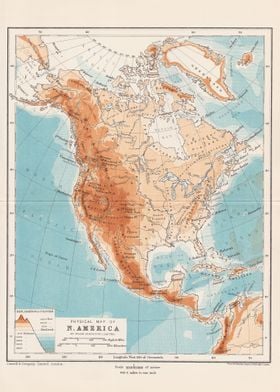 1908 North America Map