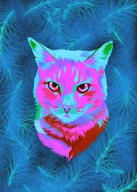 Colorful funny cat abstrac