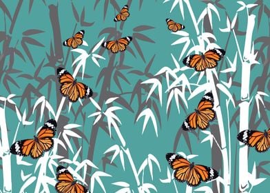 Bamboo Orange Butterflies