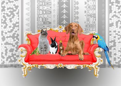 Baroque Couch Animals red