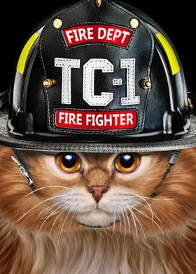 Brave Firefighter Cat