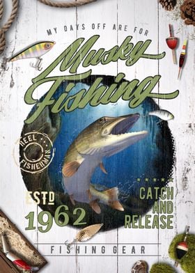 Musky Vintage Fishing Artwork Poster for Sale by Markus Ziegler