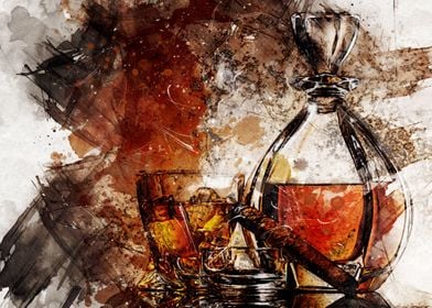 Whisky Oil Painting