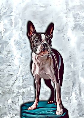 Bulldog cute dog painting