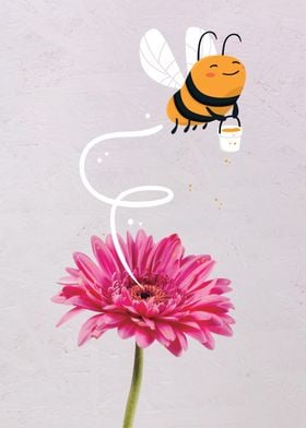 bee with a honey jar