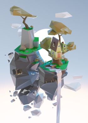 Flying Islands Low Poly