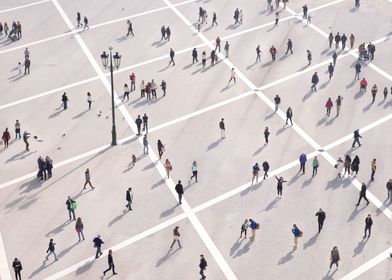 Town square with people