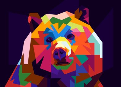 Colorful bear pop art