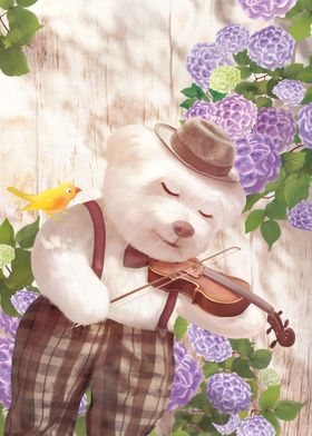 Smile Dog Playing Violin 