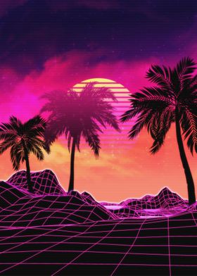 Pink vaporwave Landscape