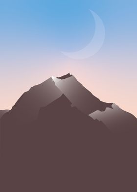 Mountains With moon