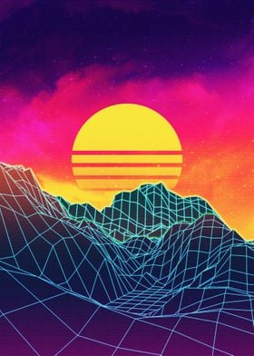 Vaporwave Sunset rocks