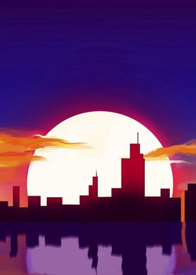 sunset in the city