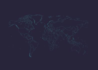 World map vector neon with