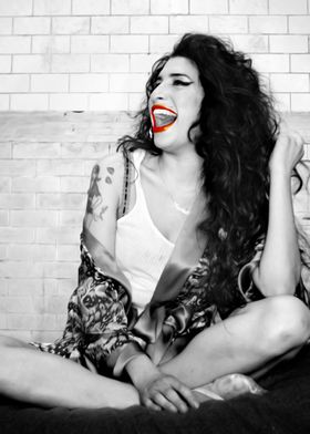 Amy Winehouse Lips Red 