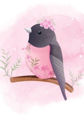 Bird with beautiful flower