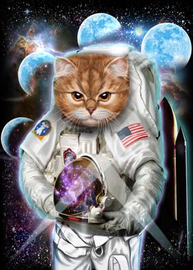 Astronaut Cat Explore Moon