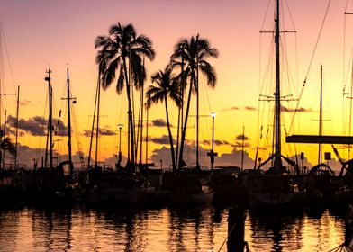 Sunset Harbour in Hawaii